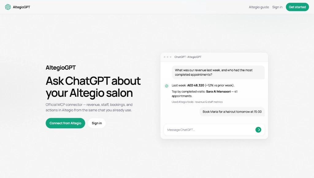 AltegioGPT and ChatGPT interface
